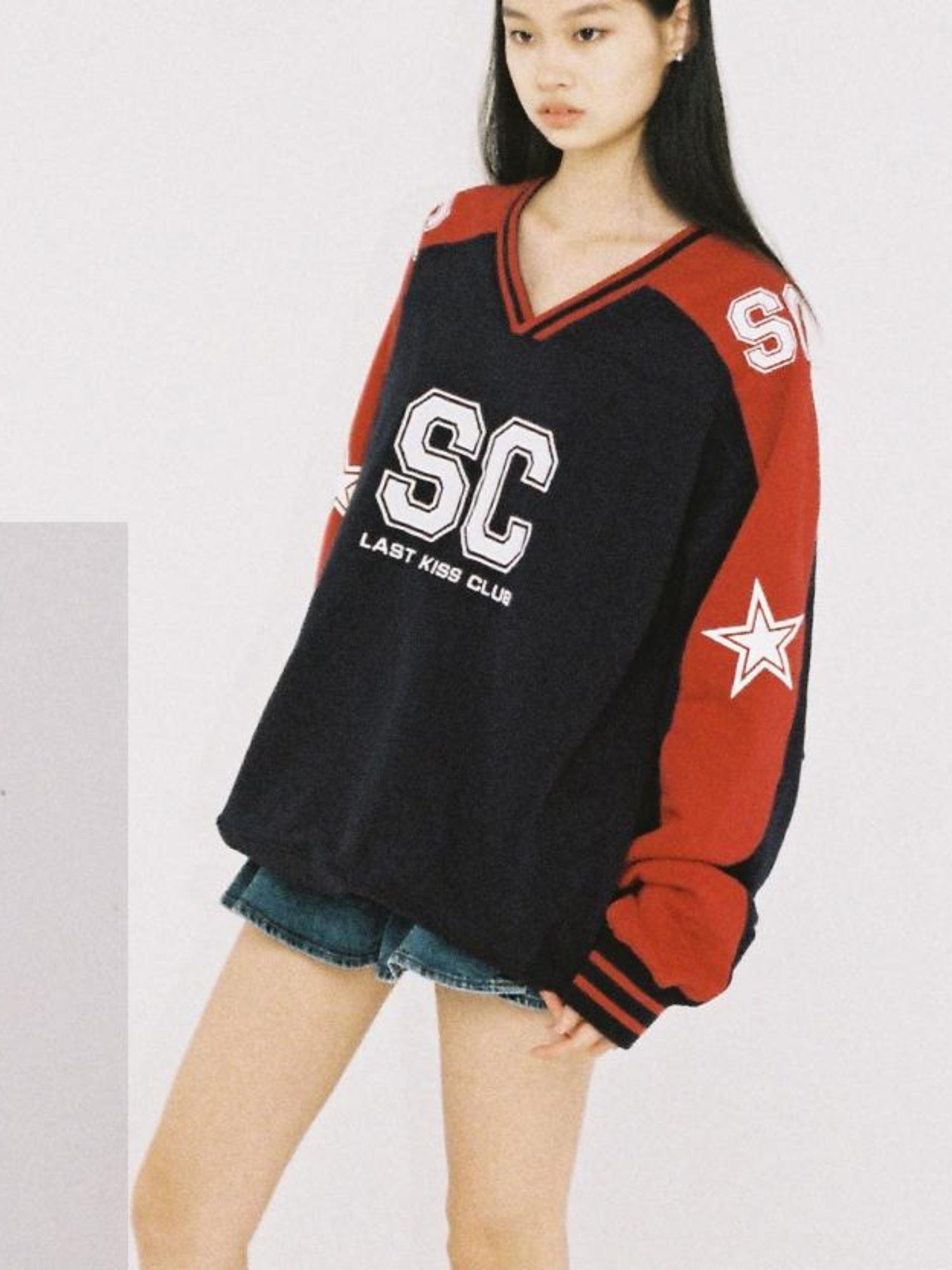 SweetChilling Oversize Rugby Embroidered Print Fleece Hoodie