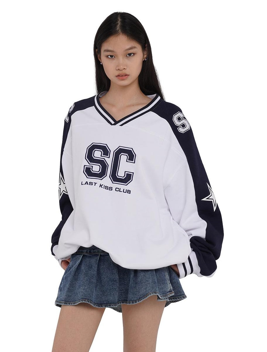 Oversize Rugby Fleece Hoodie with Heavy Embroidery Print