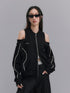 DIDDI MODA Oversized Black Cutout Shoulder Sweatshirt