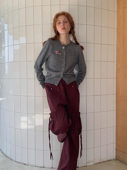 DIDDI MODA Oversized Cargo Pants With Drawstring And Pockets