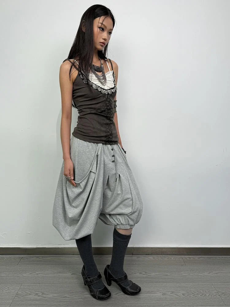 Oversized Pocket Pirate Hoodie Harem Cargo Culottes Skirt Pants