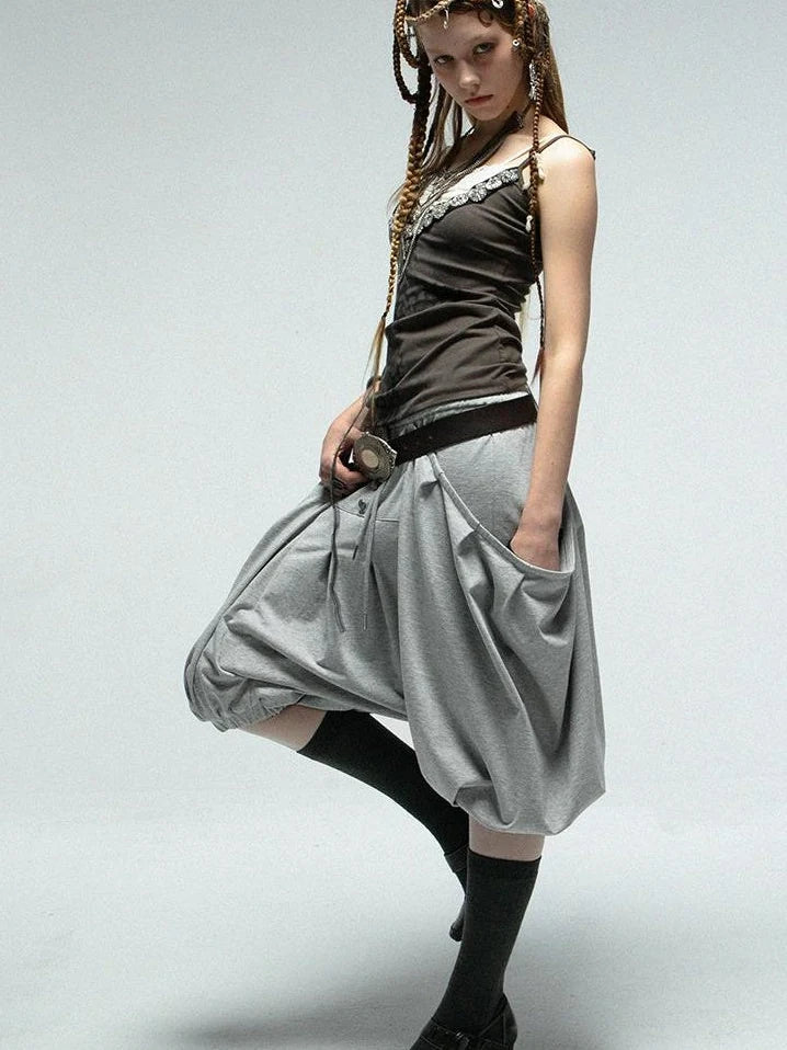 Oversized Pocket Pirate Hoodie Harem Cargo Culottes Skirt Pants