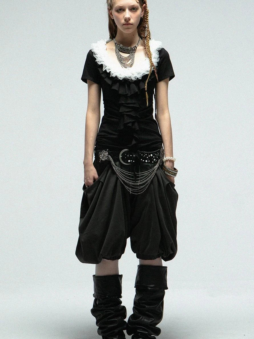 Oversized Pocket Pirate Hoodie Harem Cargo Culottes Skirt Pants