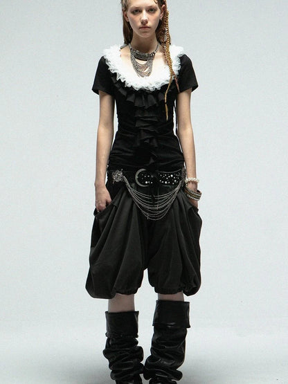 Oversized Pocket Pirate Hoodie Harem Cargo Culottes Skirt Pants