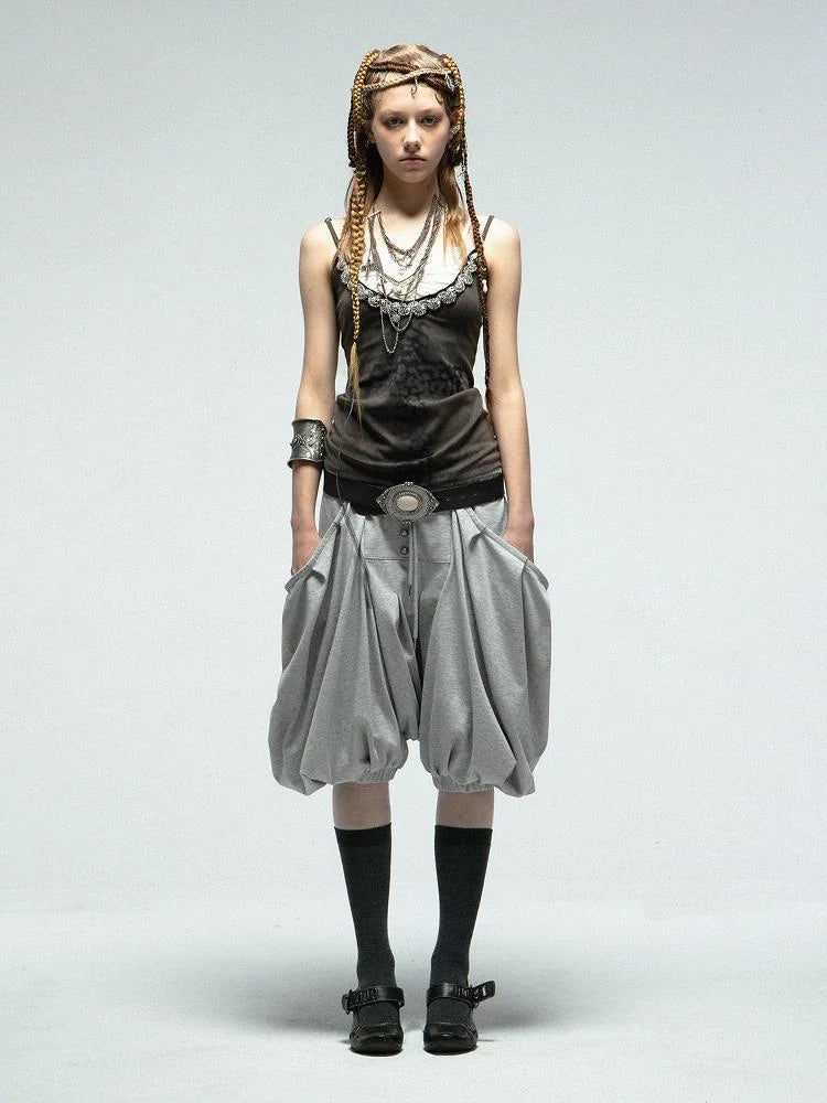 Oversized Pocket Pirate Hoodie Harem Cargo Culottes Skirt Pants