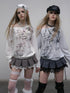 NO ROMANCE Oversized Punk Print Off-Shoulder Long Sleeve T-Shirt