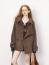 DIDDI MODA Oversized Retro Pu Leather Jacket With Quilted Detailing