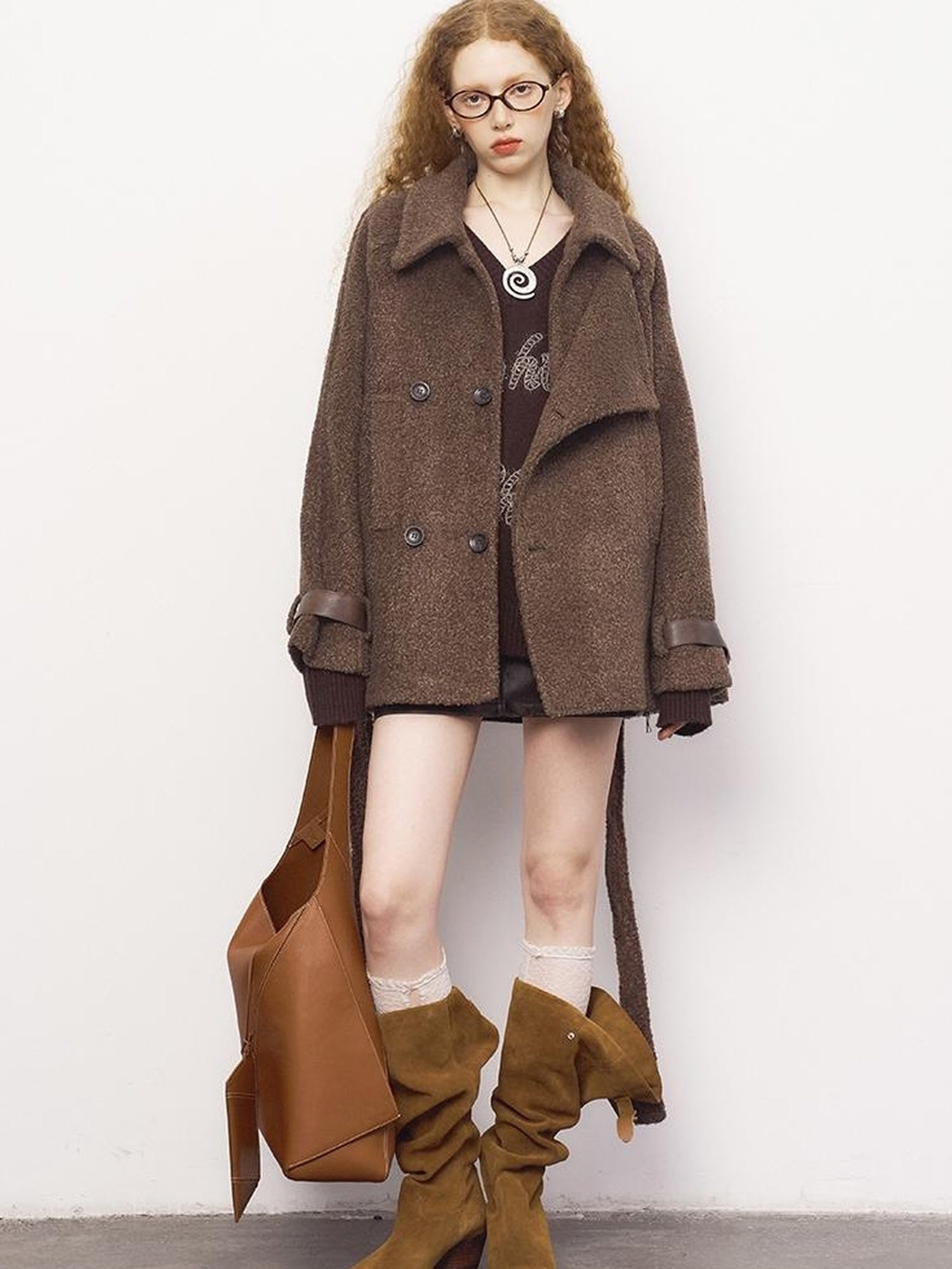 DIDDI MODA Oversized Retro Pu Leather Jacket With Quilted Detailing