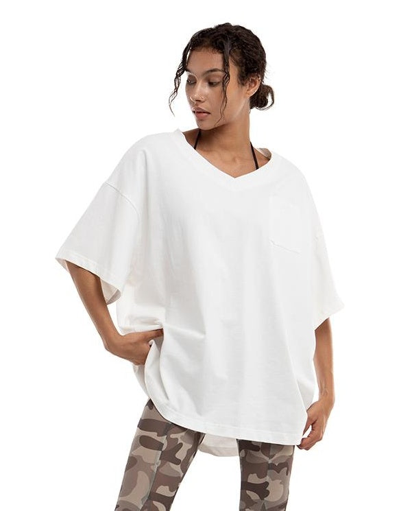 Oversized V Neck Tee  American Casual Style