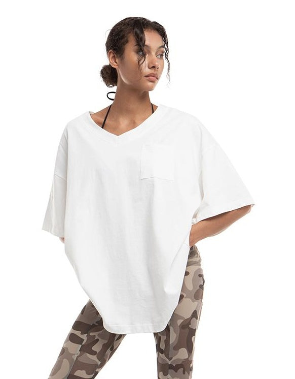 Oversized V Neck Tee  American Casual Style