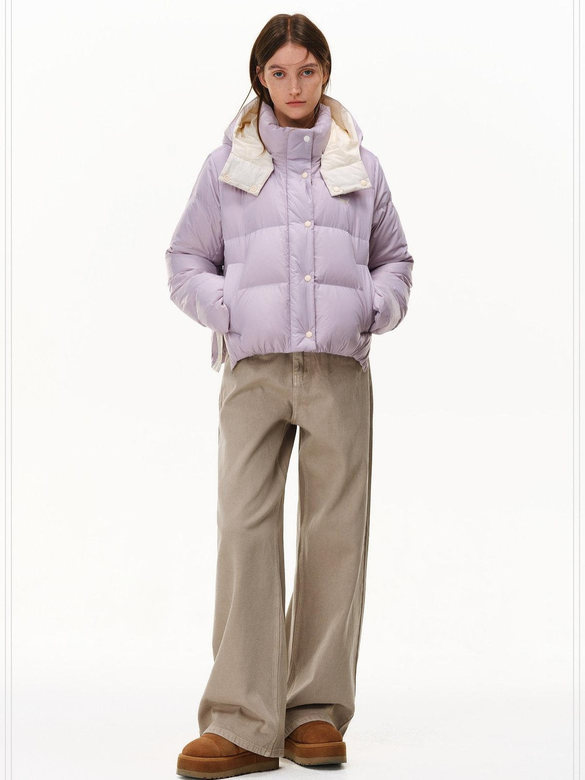 PCLP Durable Micro Stretch Mid Rise Straight Leg Young Women Oatmeal Jeans