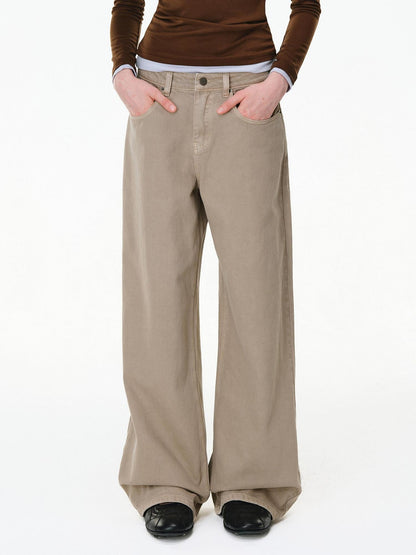 PCLP Durable Micro Stretch Mid Rise Straight Leg Young Women Oatmeal Jeans