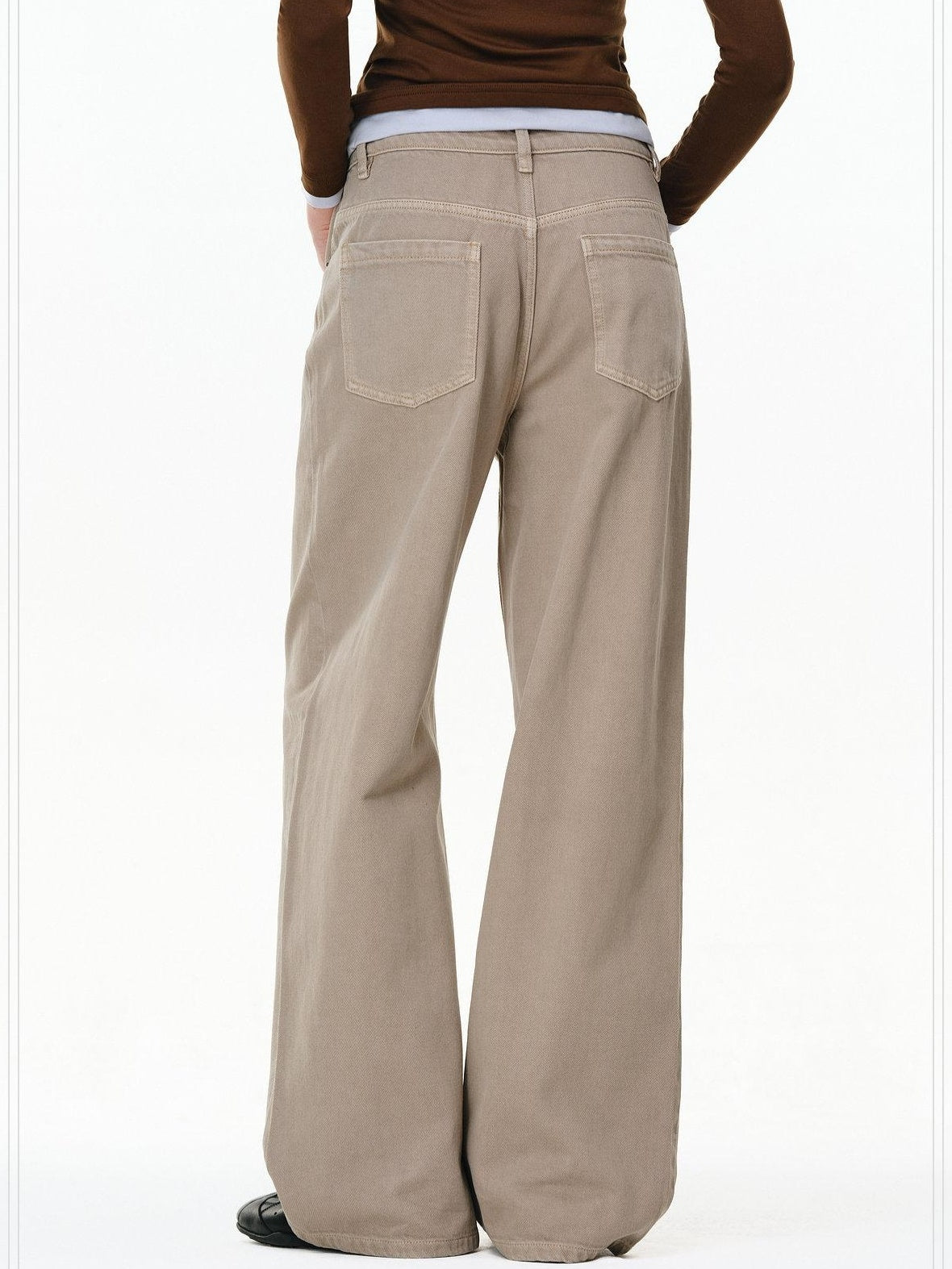 PCLP Durable Mid Rise Straight Leg Oatmeal Women Everyday Slight Stretch Jeans