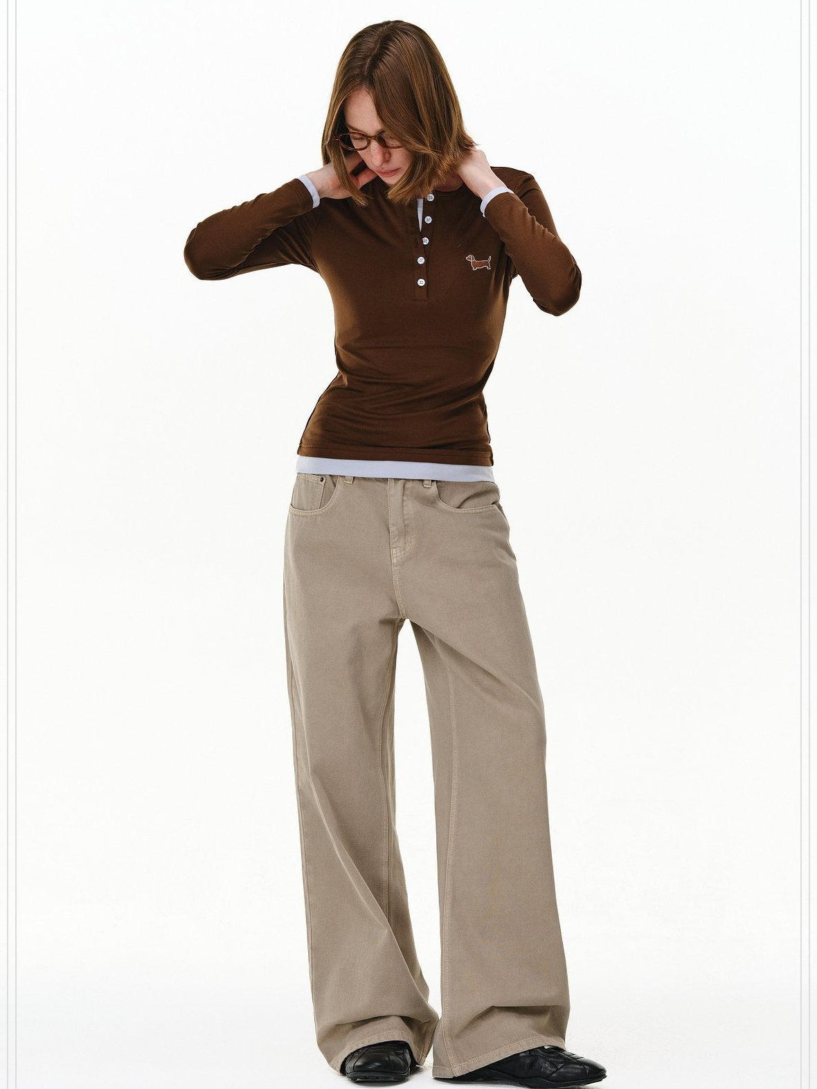 PCLP Durable Mid Rise Straight Leg Oatmeal Women Everyday Slight Stretch Jeans