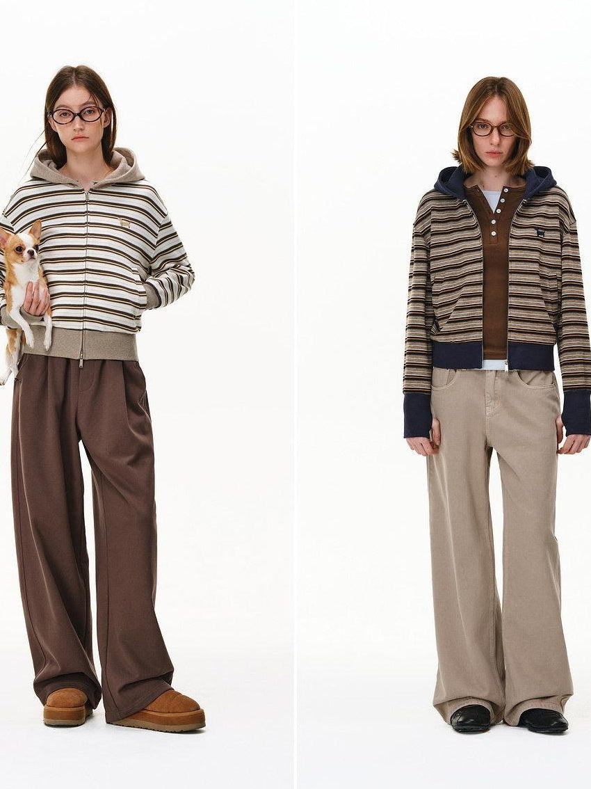 PCLP Warm Striped Cotton Blend Open Front Youthful Regular Fit Women Daily Jacket