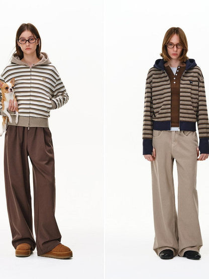 PCLP Warm Striped Cotton Blend Open Front Youthful Regular Fit Women Daily Jacket