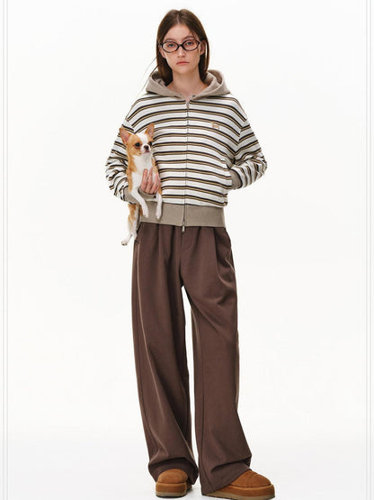 PCLP Warm Striped Cotton Blend Open Front Youthful Regular Fit Women Daily Jacket