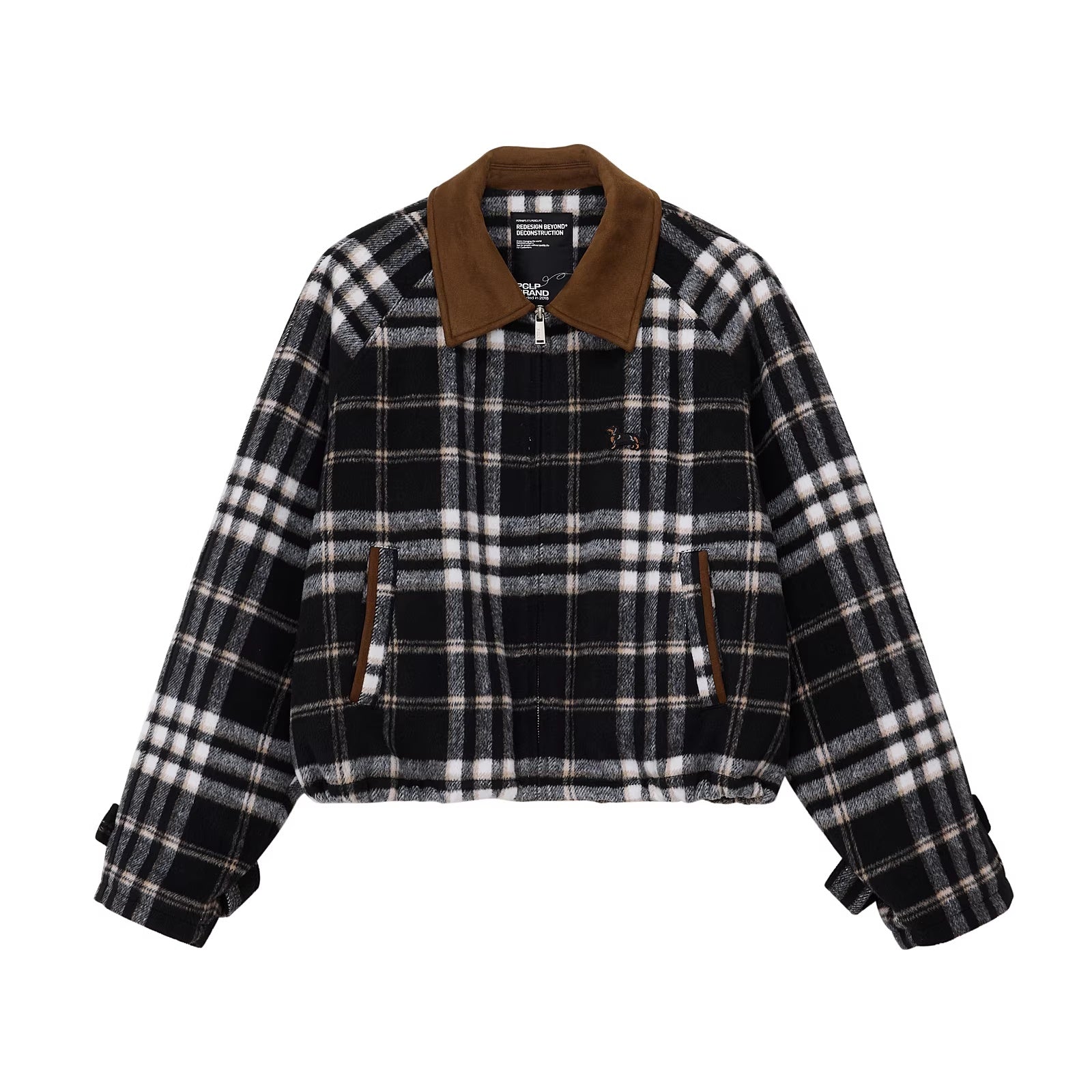 PCLP_Warm_Thick_Polyester_Youthful_Small_Lapel_Standard_Fit_Women_Black_Jacket_MISSTT