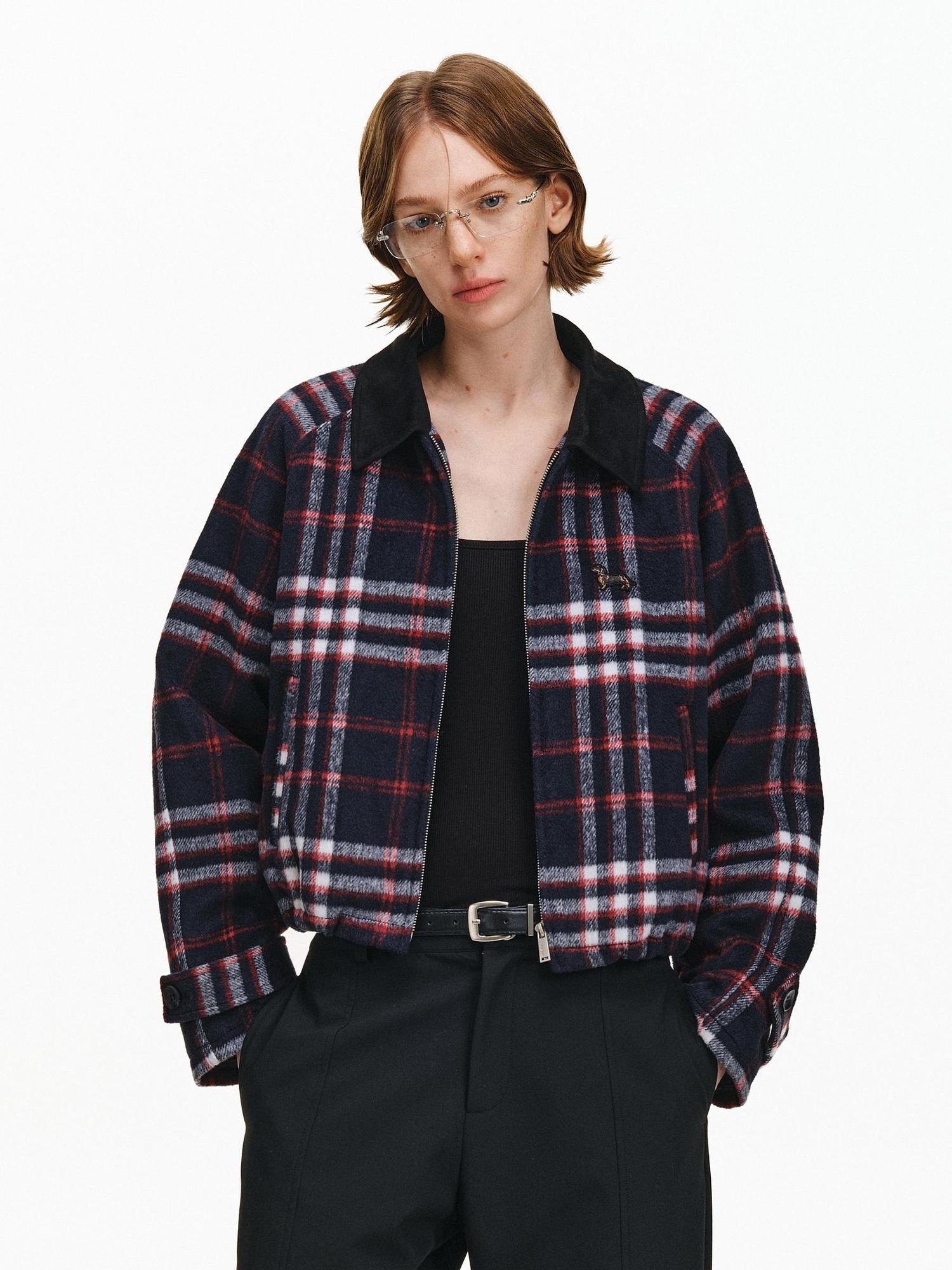 PCLP Warm Thick Polyester Youthful Small Lapel Standard Fit Women Black Jacket