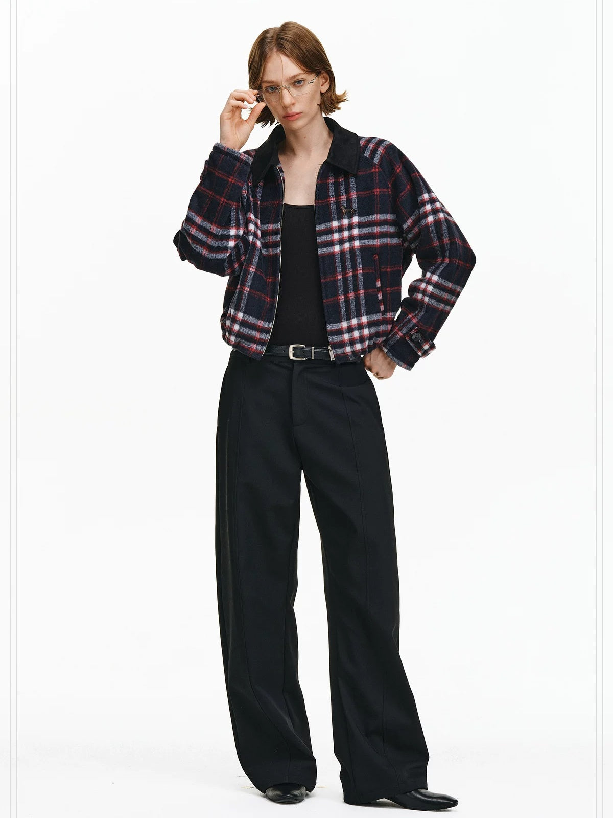 PCLP Warm Thick Polyester Youthful Small Lapel Standard Fit Women Black Jacket