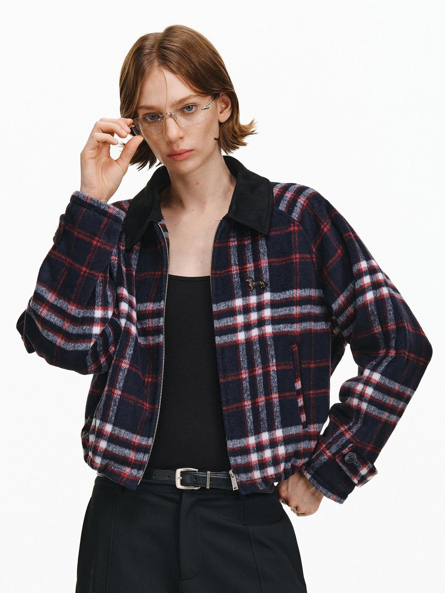 PCLP Warm Thick Polyester Youthful Small Lapel Standard Fit Women Black Jacket