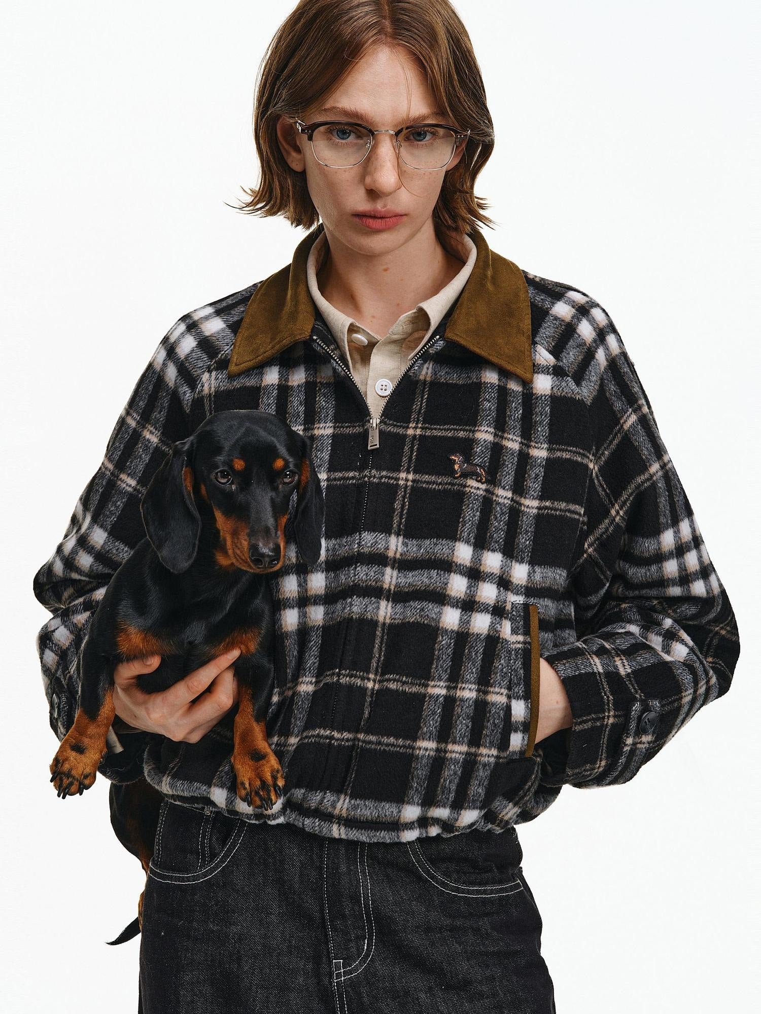 PCLP Warm Thick Polyester Youthful Small Lapel Standard Fit Women Black Jacket