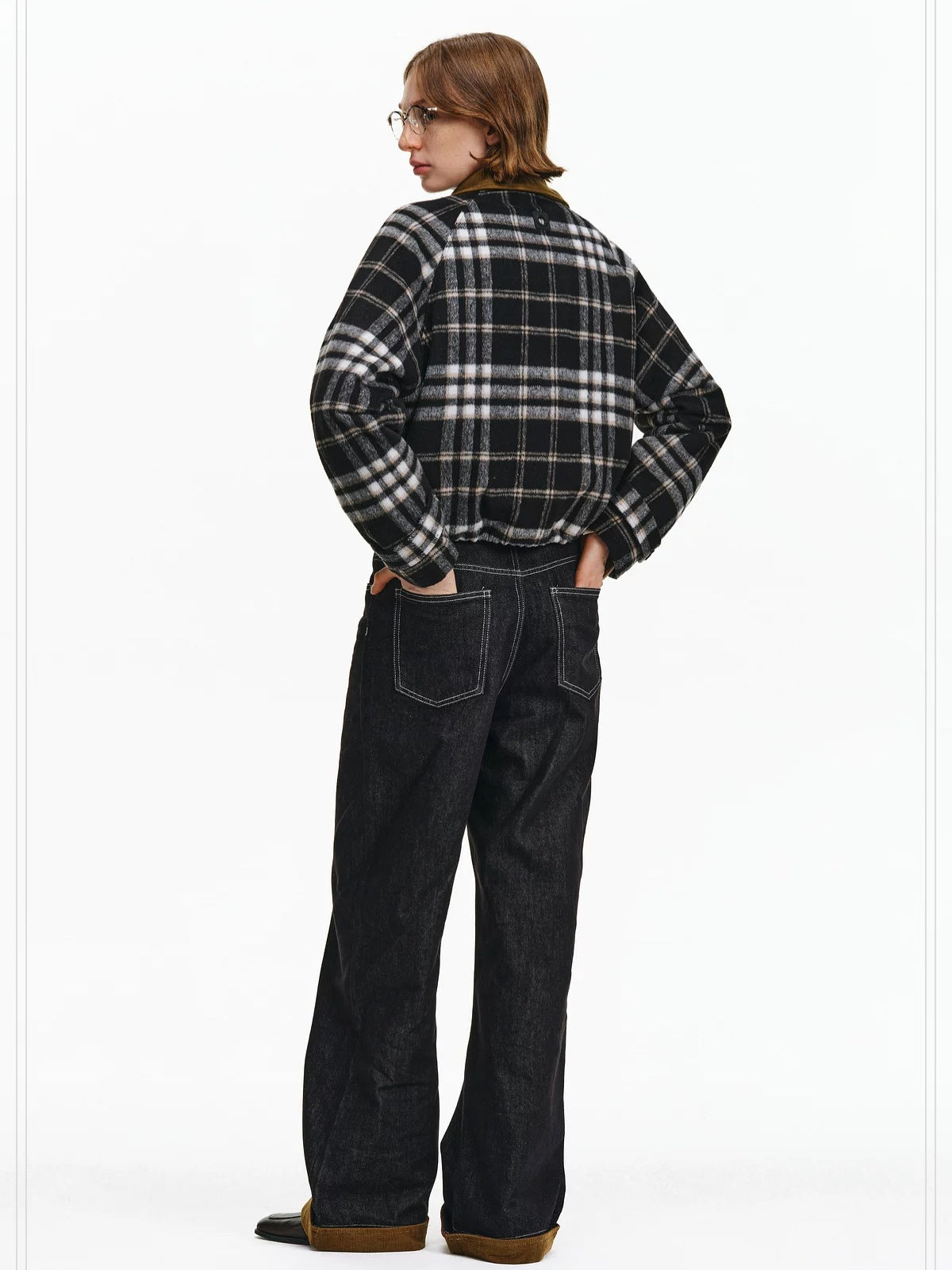 PCLP Warm Thick Polyester Youthful Small Lapel Standard Fit Women Black Jacket