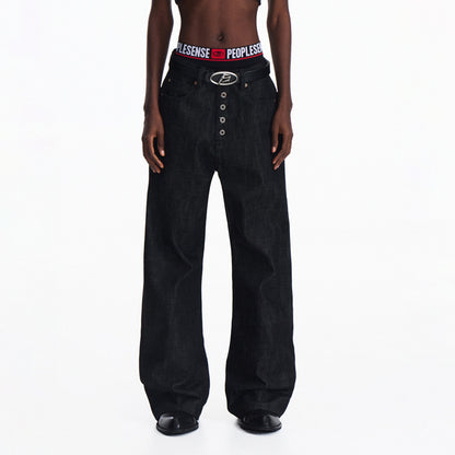 PEOPLESENSE_100%_Cotton_Selvedge_Mid_Rise_Relaxed_Fit_Unisex_Black_Jeans_MISSTT