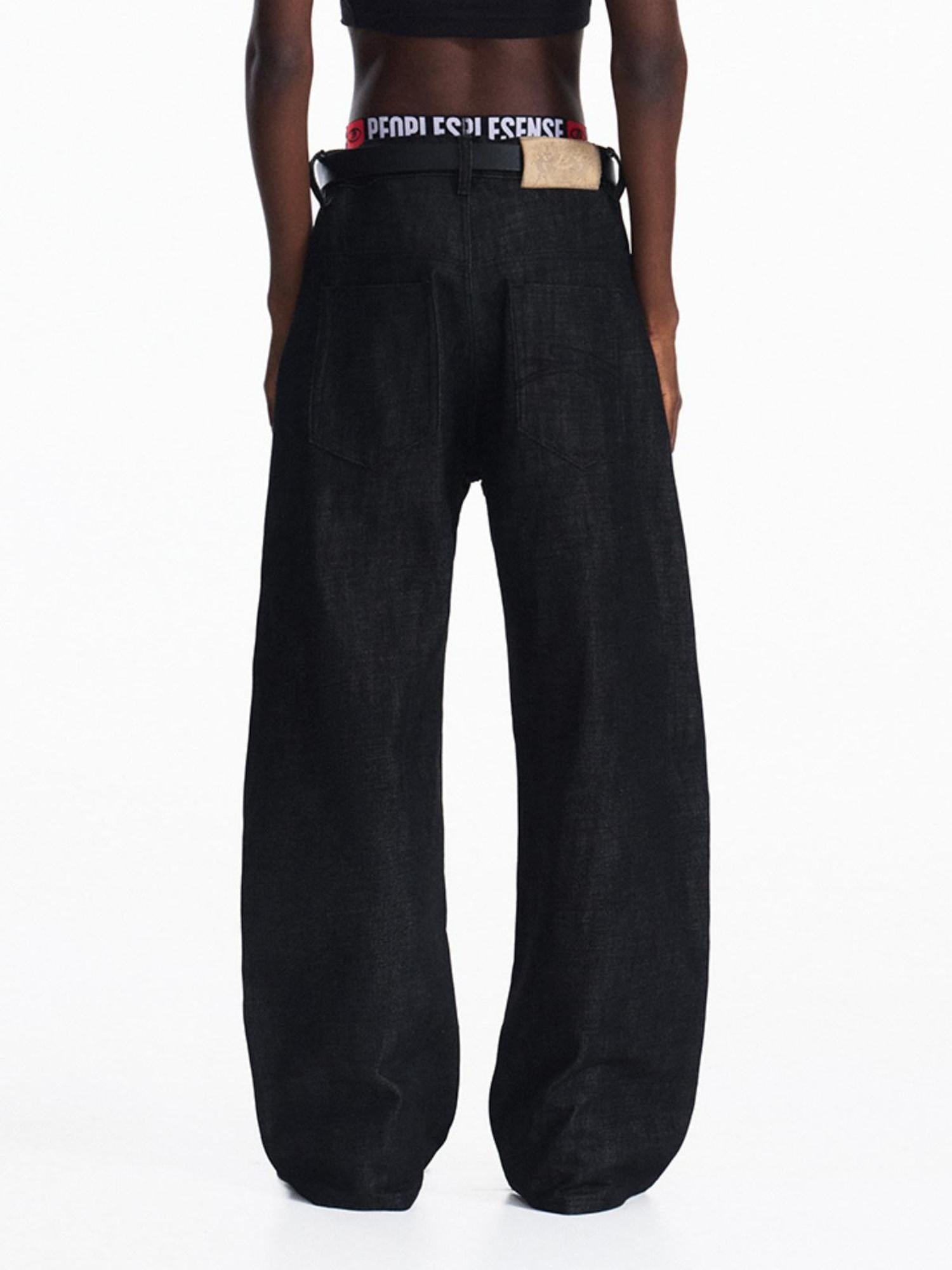 PEOPLESENSE 100% Cotton Selvedge Mid Rise Relaxed Fit Unisex Black Jeans