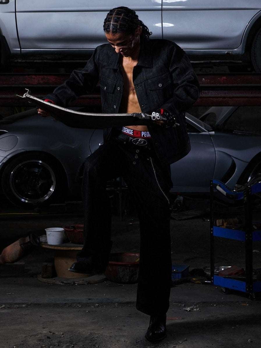 PEOPLESENSE 100% Cotton Selvedge Mid Rise Relaxed Fit Unisex Black Jeans