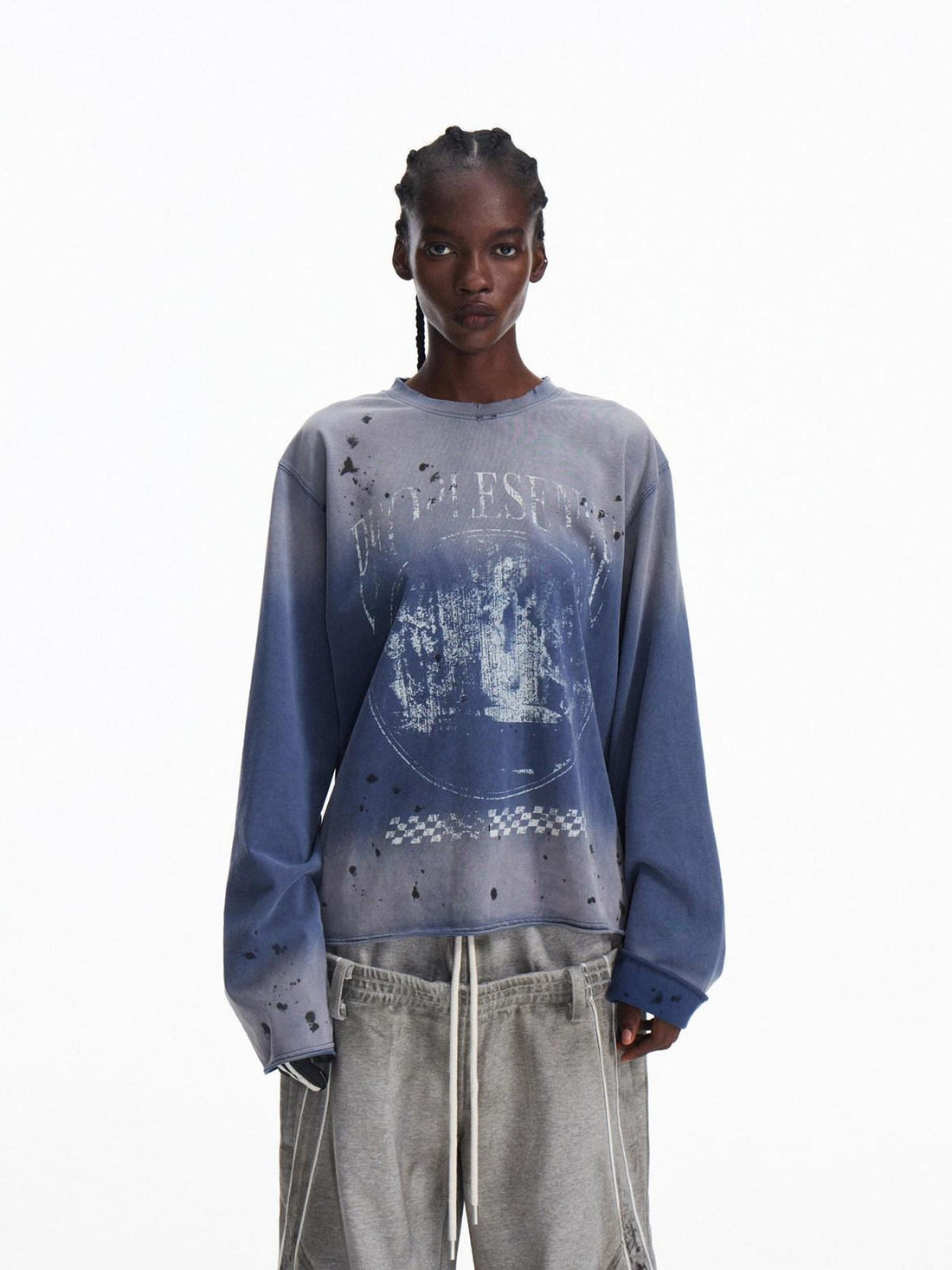 PEOPLESENSE 100 Percent Cotton Washed Vintage Print Loose Fit Unisex Long Sleeve T-Shirt