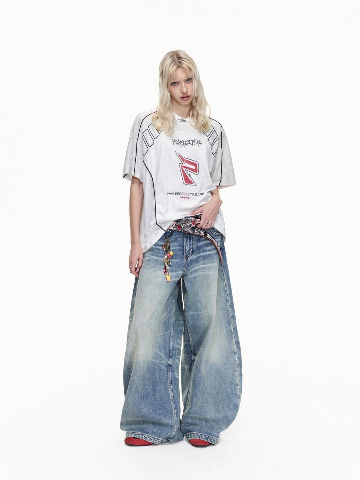 PEOPLESENSE American Vintage Washed Distressed Blade Cut Women&