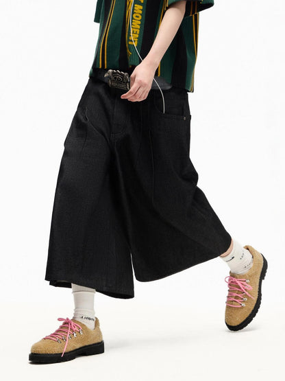 PEOPLESENSE Black Sculpted Pleat Wide Loose Women&