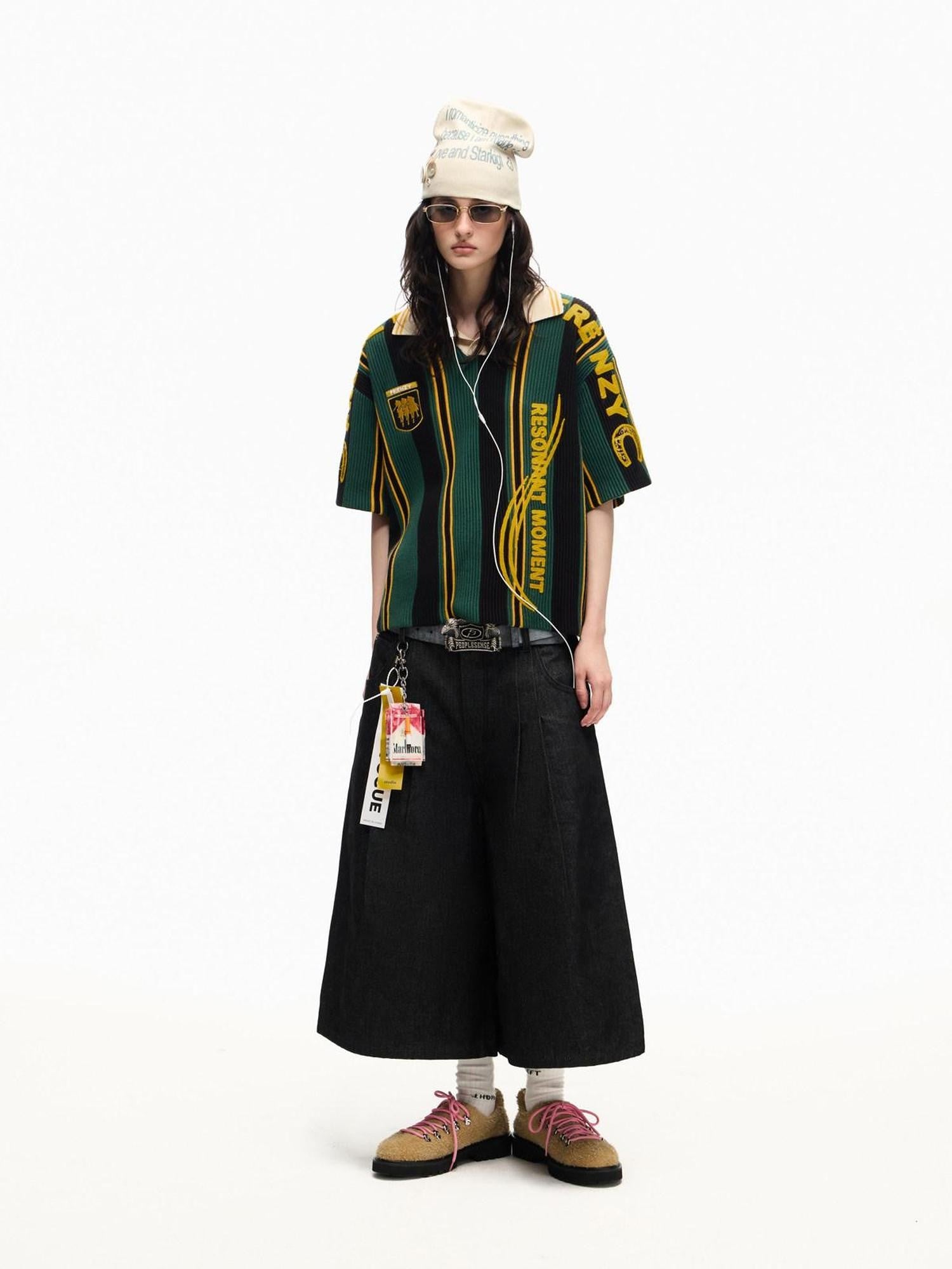 PEOPLESENSE Black Sculpted Pleat Wide Loose Women&