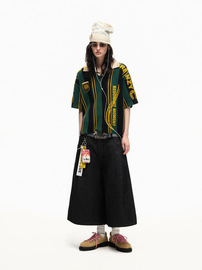PEOPLESENSE Black Sculpted Pleat Wide Loose Women&