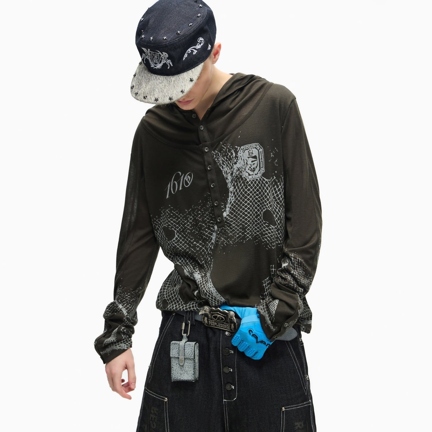 PEOPLESENSE_Dark_Mesh_Print_Distressed_Gothic_Henley_Women&
