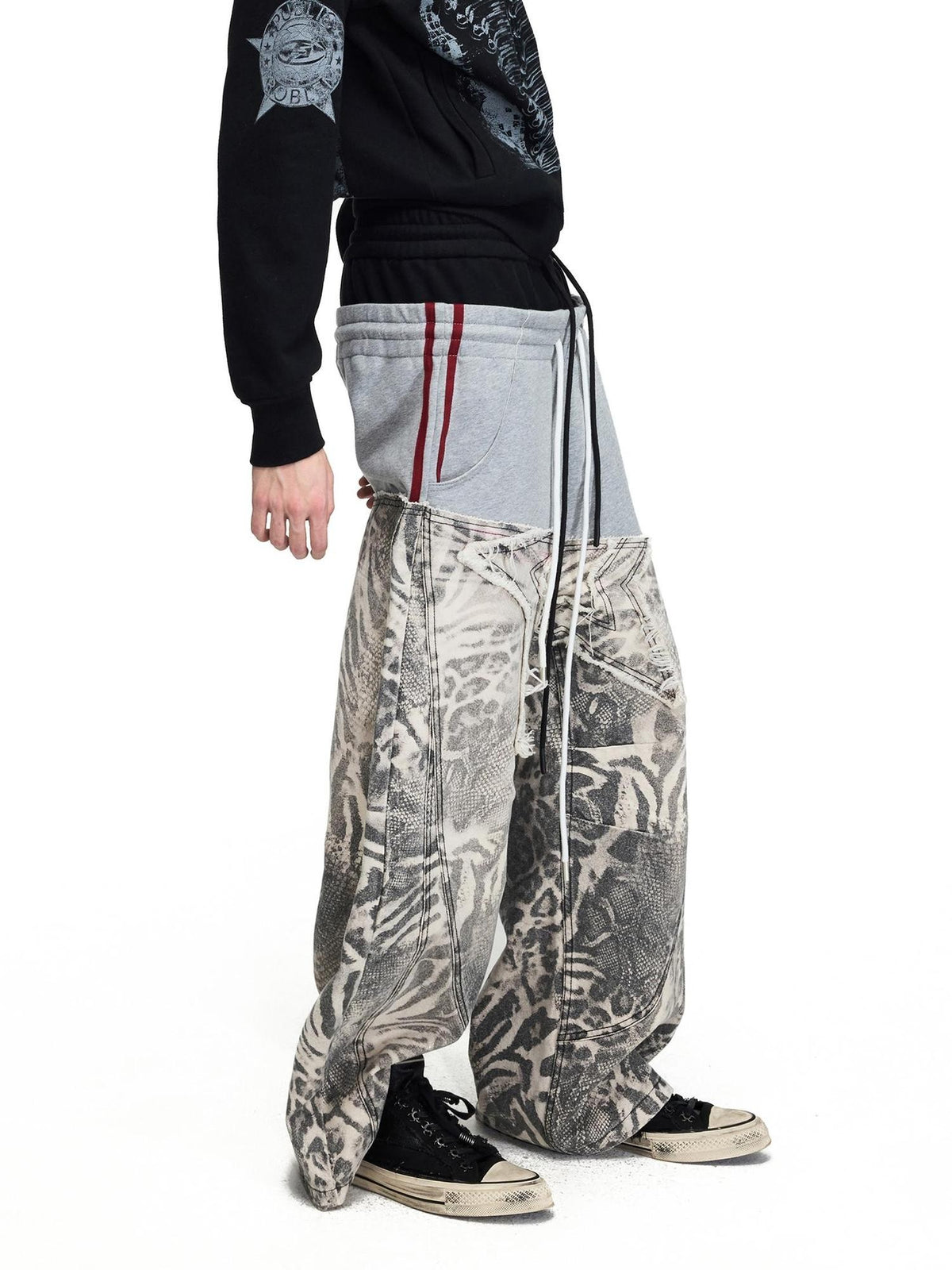 PEOPLESENSE Digital Print Color Block Dual Waist Women&