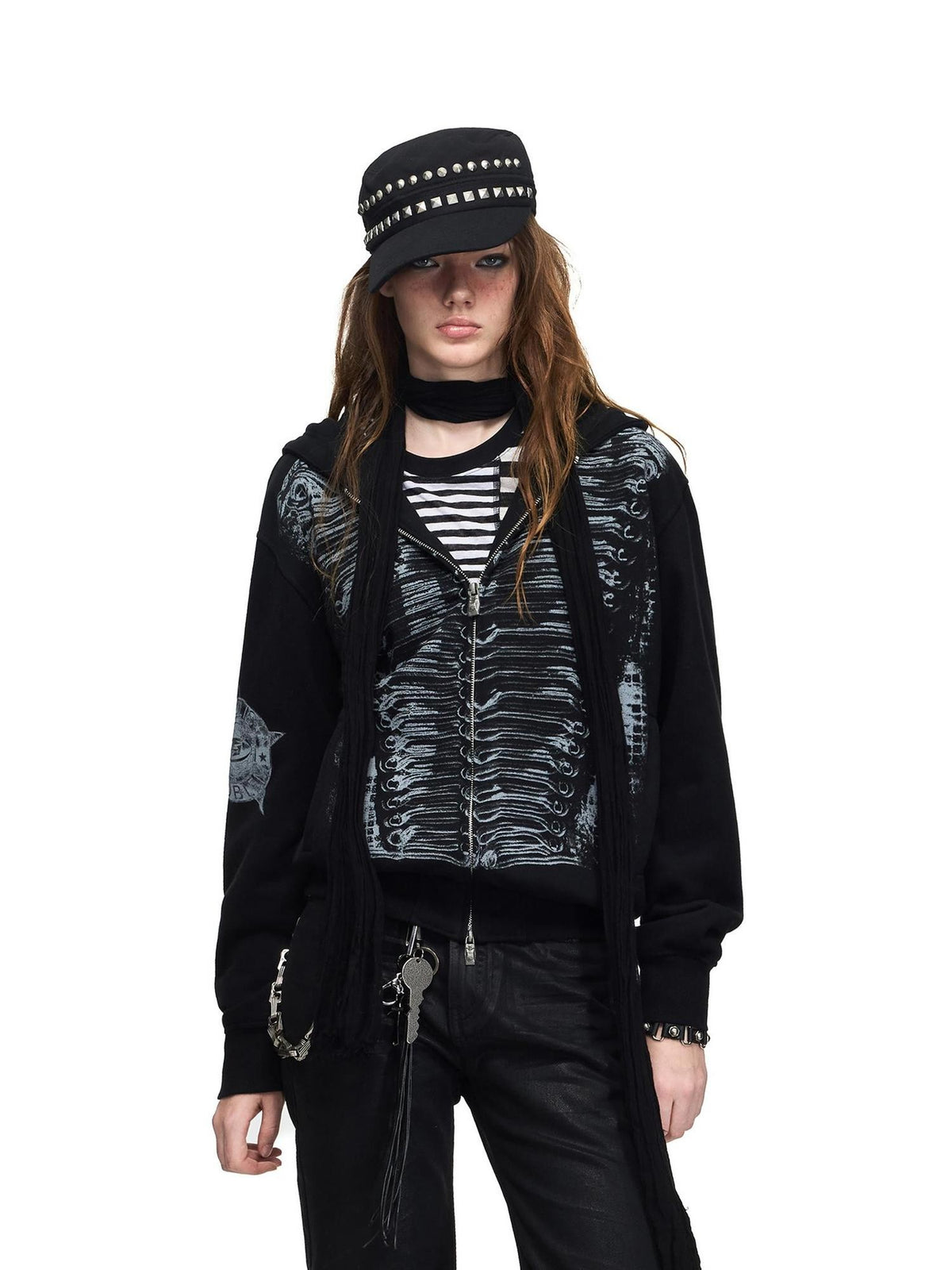 PEOPLESENSE Distressed Abstract Print Embroidered Women&