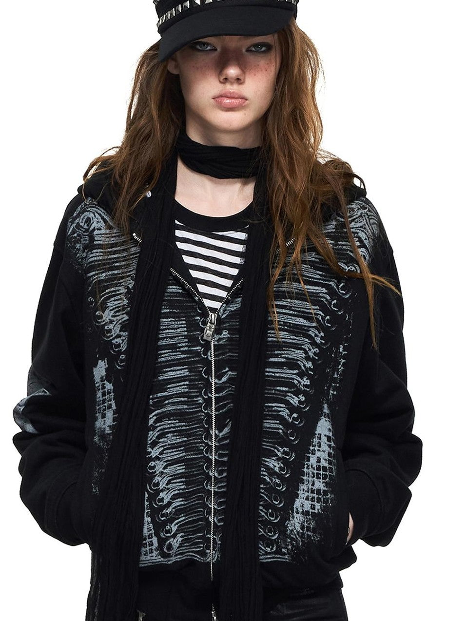 PEOPLESENSE Distressed Abstract Print Embroidered Women&