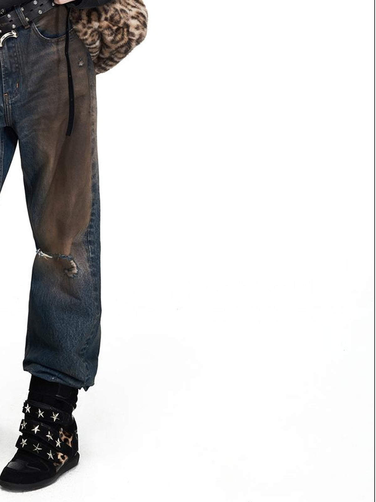 PEOPLESENSE Distressed Contrast Print Portrait Loose Fit Women&