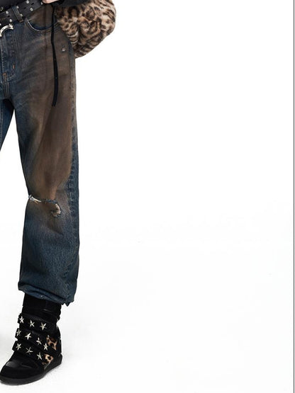 PEOPLESENSE Distressed Contrast Print Portrait Loose Fit Women&