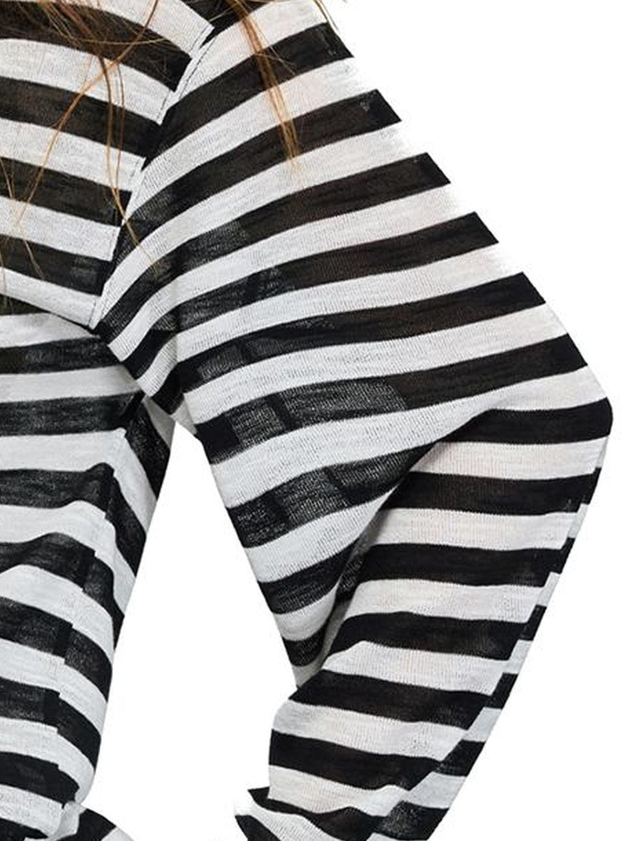 PEOPLESENSE Distressed Letter Print Striped Lyocell Women&