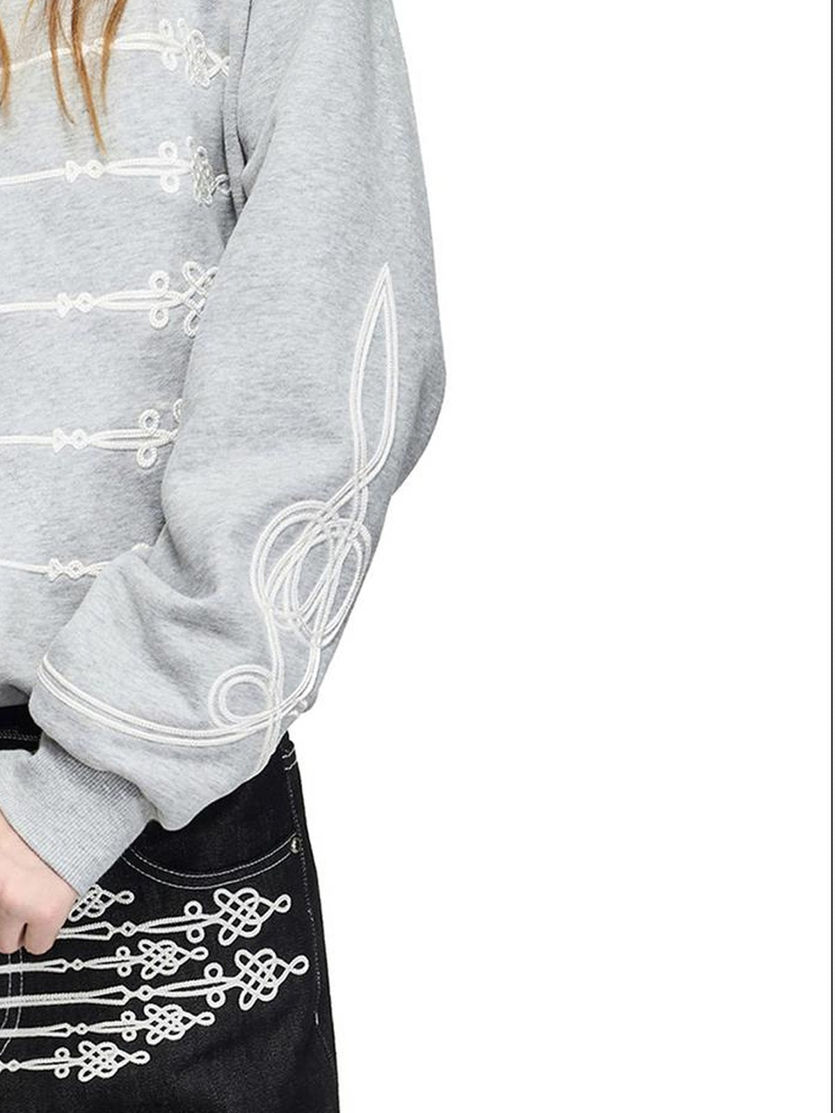 PEOPLESENSE Distressed Napoleon Chinese Knot Embroidery Slim Fit Women&