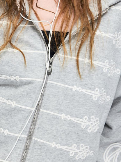 PEOPLESENSE Distressed Napoleon Chinese Knot Embroidery Slim Fit Women&