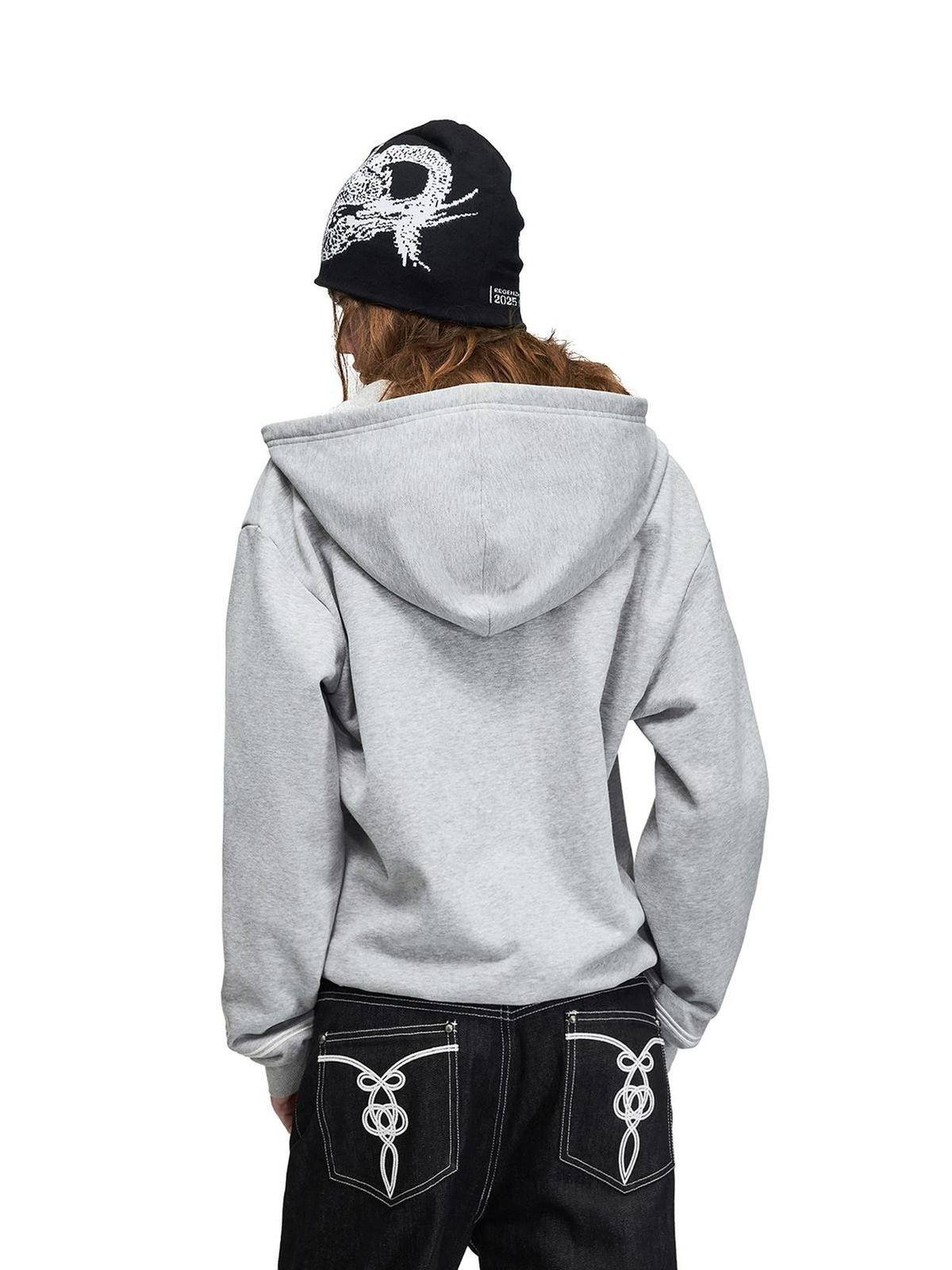 PEOPLESENSE Distressed Napoleon Chinese Knot Embroidery Slim Fit Women&