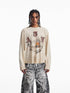 PEOPLESENSE_Distressed_Print_Loose_Long_Sleeve_Drop_Shoulder_Unisex_Beige_Cotton_T-Shirt_MISSTT