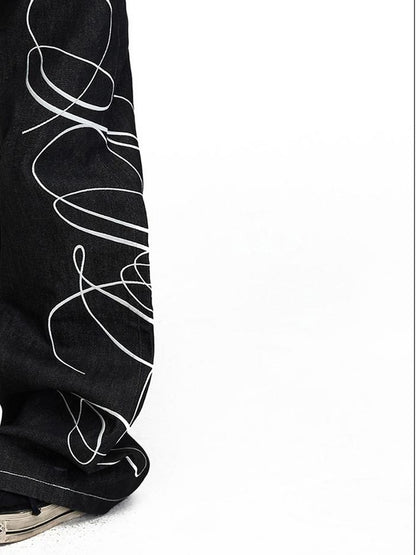 PEOPLESENSE Embroidered Chinese Knot Raw Denim Women&