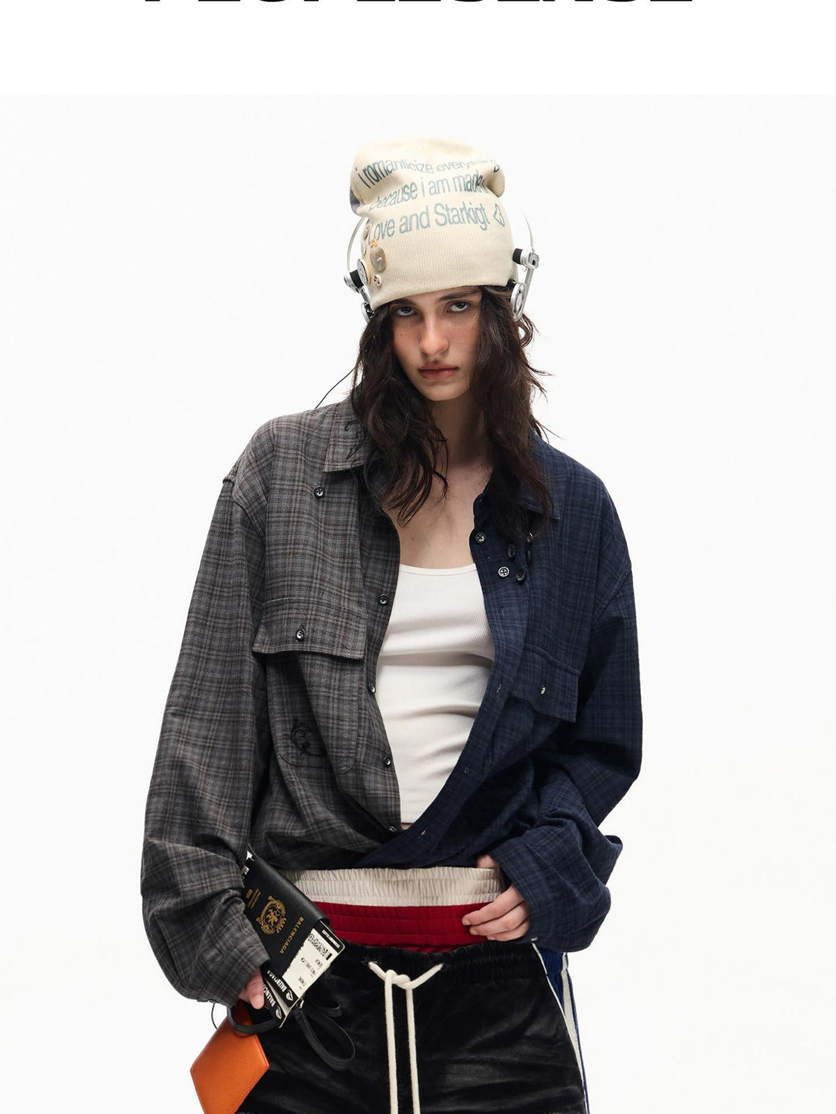 PEOPLESENSE Embroidered Color Block Plaid Loose Women&