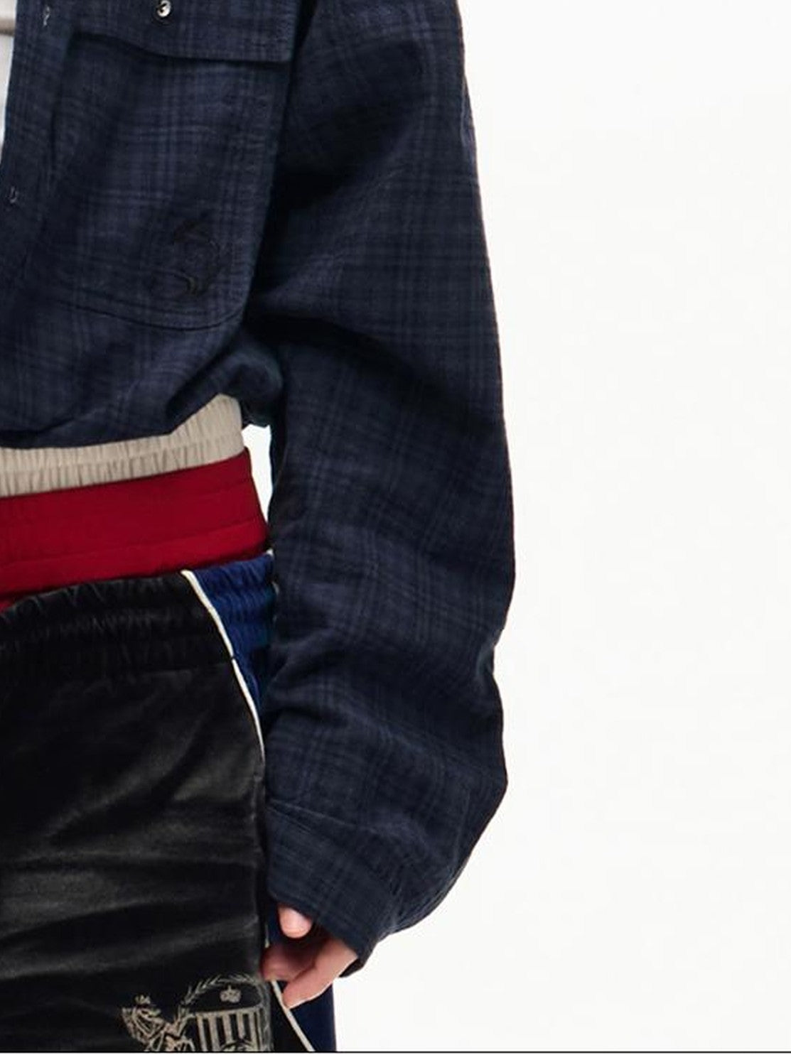 PEOPLESENSE Embroidered Color Block Plaid Loose Women&