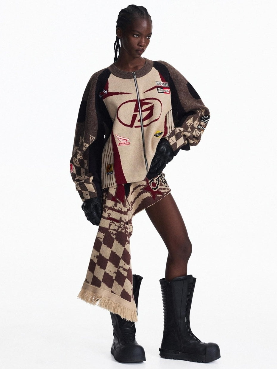 PEOPLESENSE Embroidered Letter Print Cozy Zip Up Loose Vintage Commuter Cotton Blend Jacket